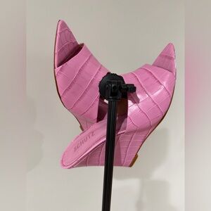SCHUTZ Pink Croc-Embossed Mules